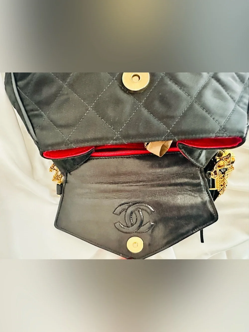 CHANEL Vintage Black Silk Timeless Tassel Flap Bag Gold Hardware,
